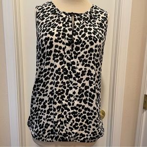 Loft Sleeveless Black & White Animal Print Top, EUC, Size L